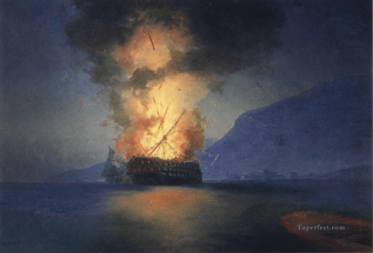 Barco que explota Ivan Aivazovsky Paisaje marino Pintura al óleo